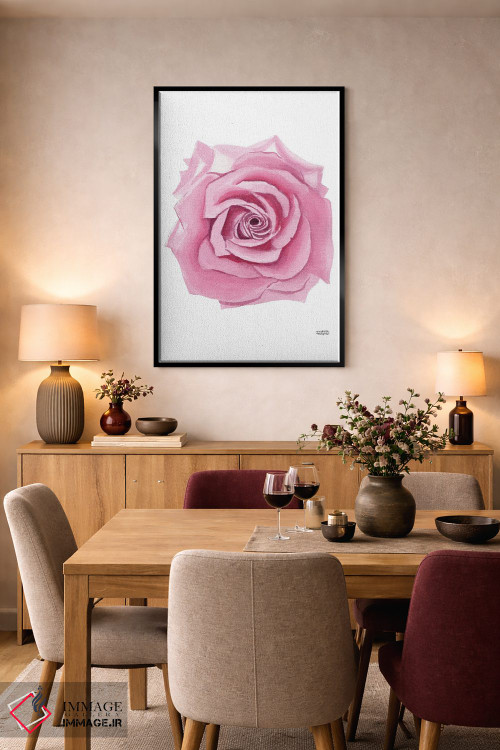 تابلو دکوراتیو گل رز صورتی آبرنگ اثر میشل موسپنس - D4B