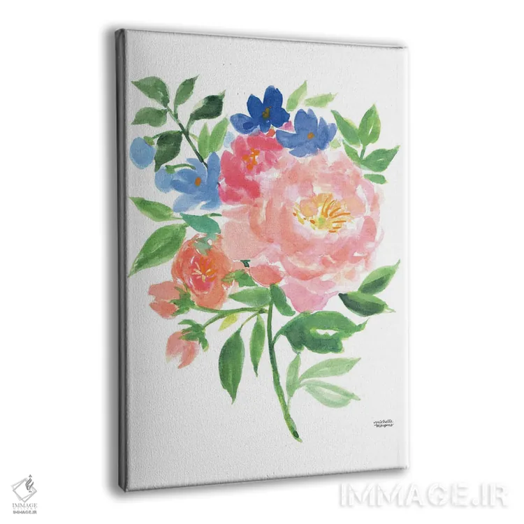 تابلو دکوراتیو دسته گل شکوفه های تابستانی آبرنگ اثر میشل موسپنس - نمای پرسپکتیو محصول