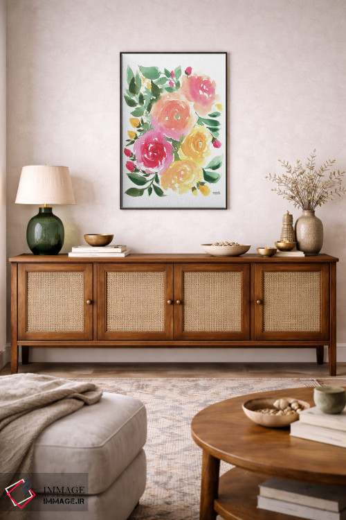 تابلو دکوراتیو رزا بلا آبرنگ اثر میشل موسپنس - D2B