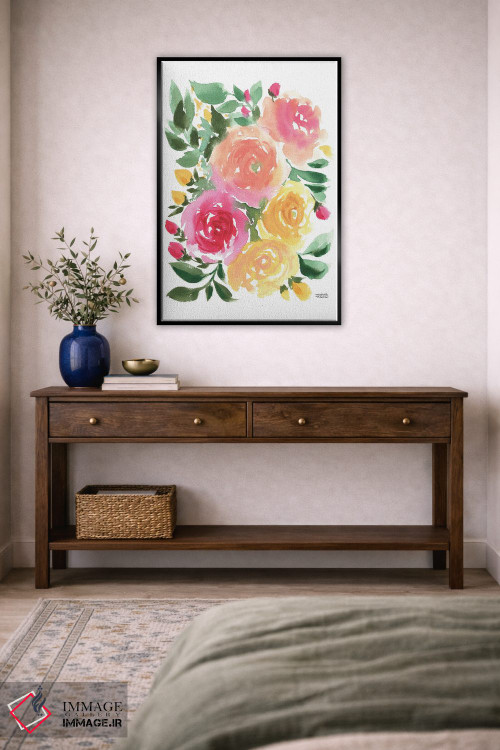 تابلو دکوراتیو رزا بلا آبرنگ اثر میشل موسپنس - D3B