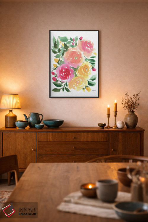 تابلو دکوراتیو رزا بلا آبرنگ اثر میشل موسپنس - D4B