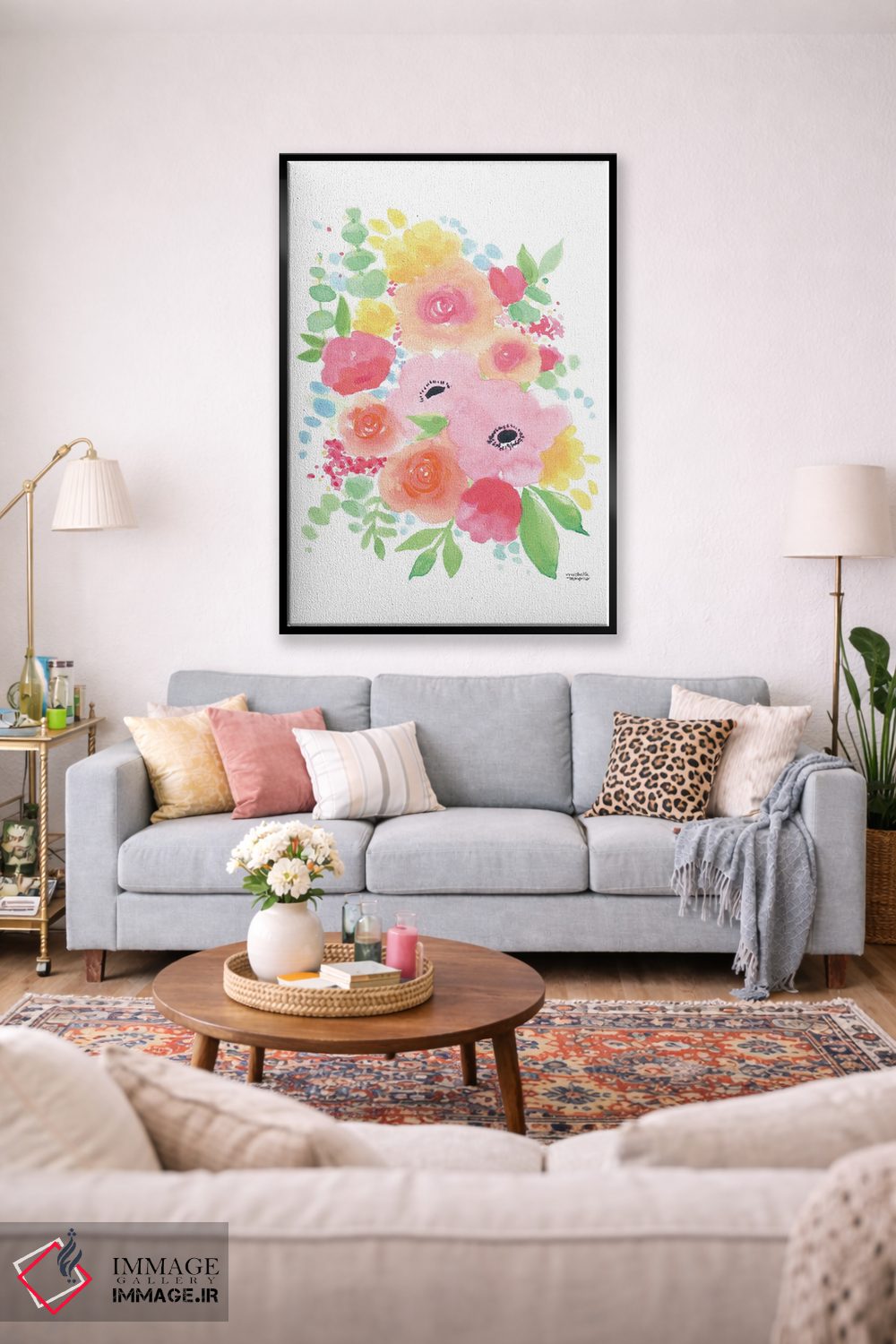 تابلو دکوراتیو گل های ماندگار آبرنگ اثر میشل موسپنس - D1B