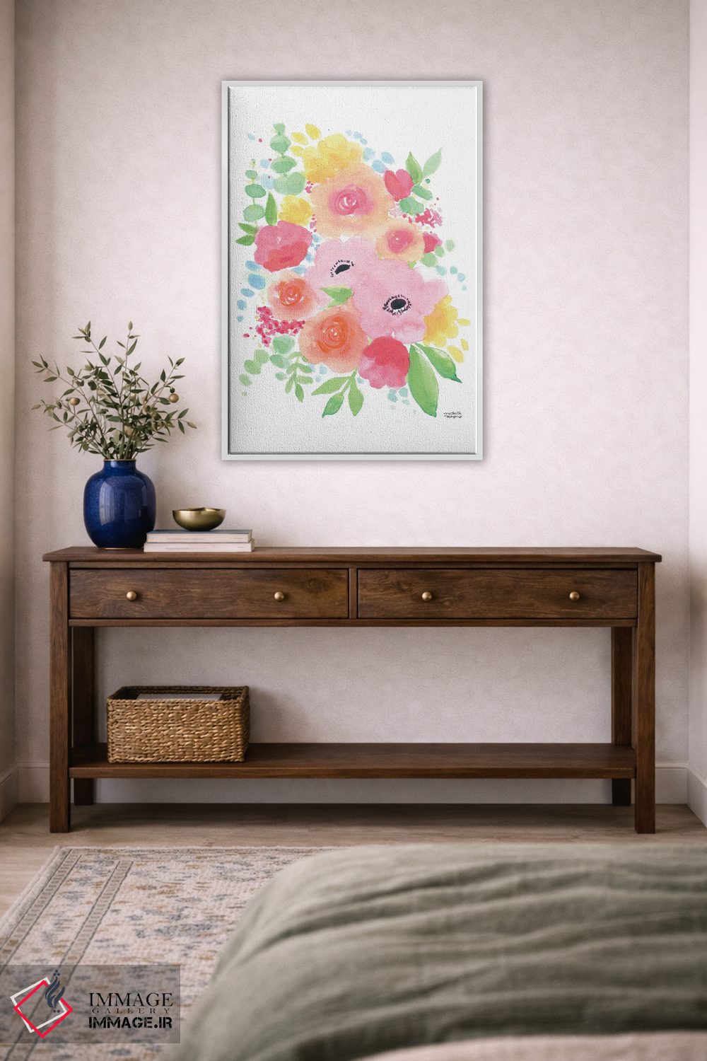تابلو دکوراتیو گل های ماندگار آبرنگ اثر میشل موسپنس - D2W