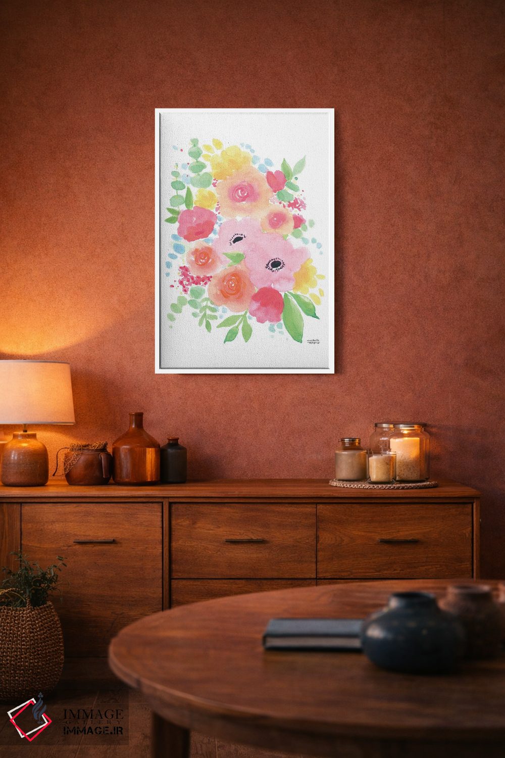 تابلو دکوراتیو گل های ماندگار آبرنگ اثر میشل موسپنس - D3W