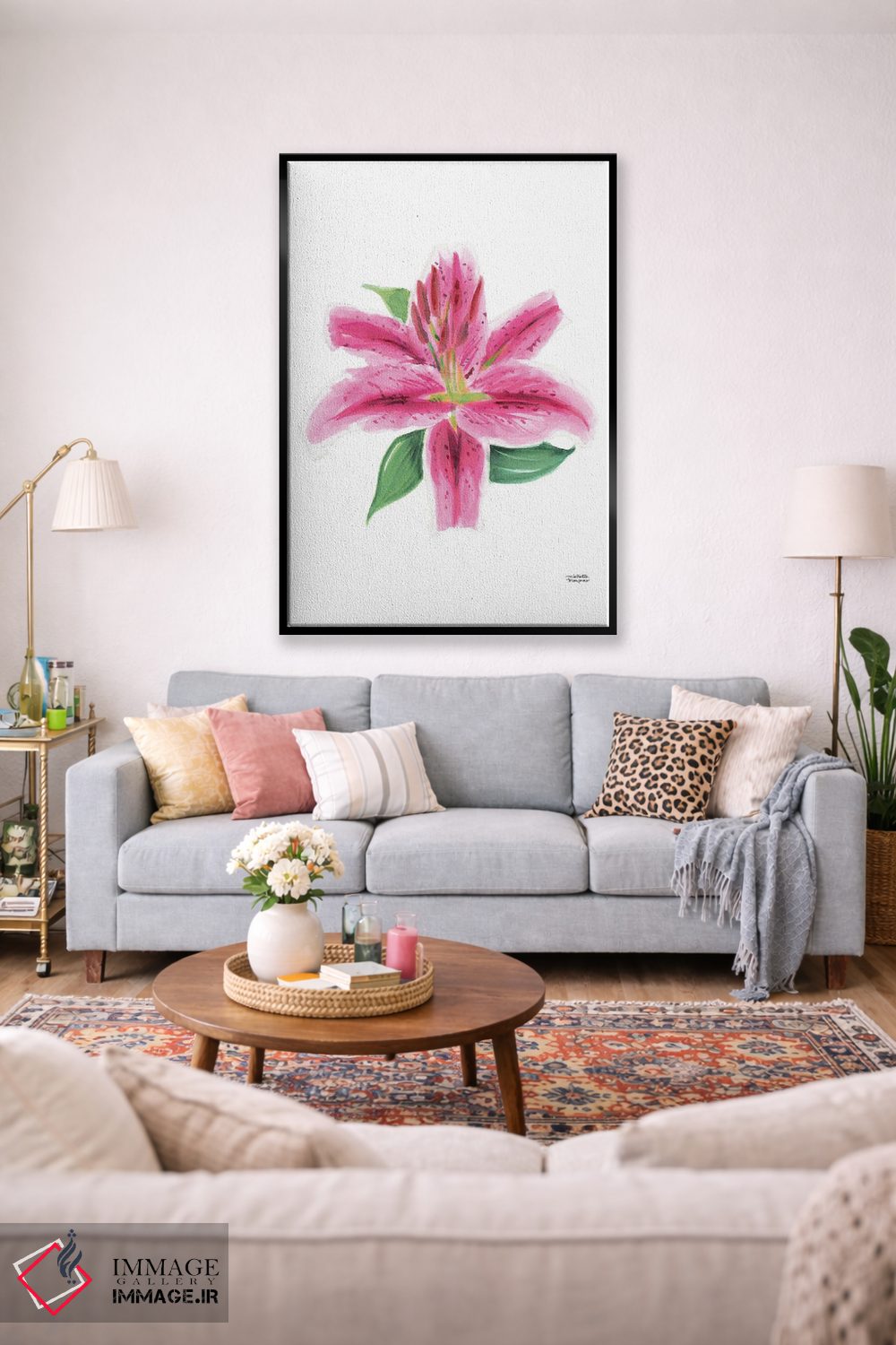 تابلو دکوراتیو شکوفه لیلی استارگیزر آبرنگ اثر میشل موسپنس - D1B