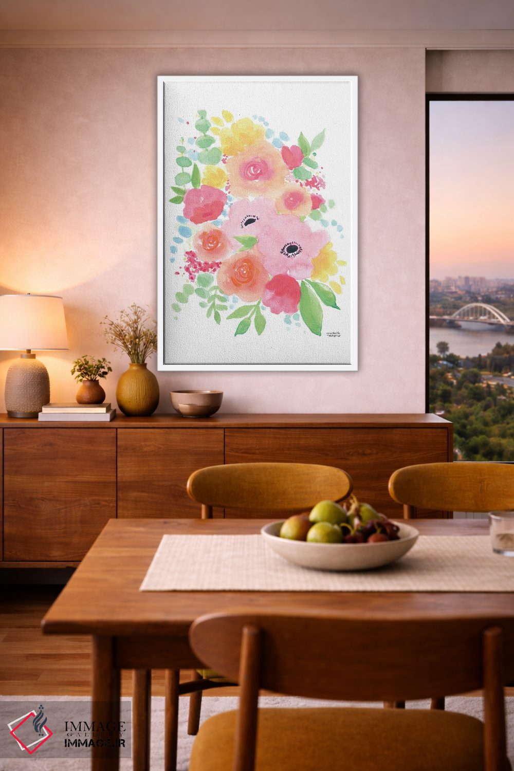 تابلو دکوراتیو گل های ماندگار آبرنگ اثر میشل موسپنس - D6W