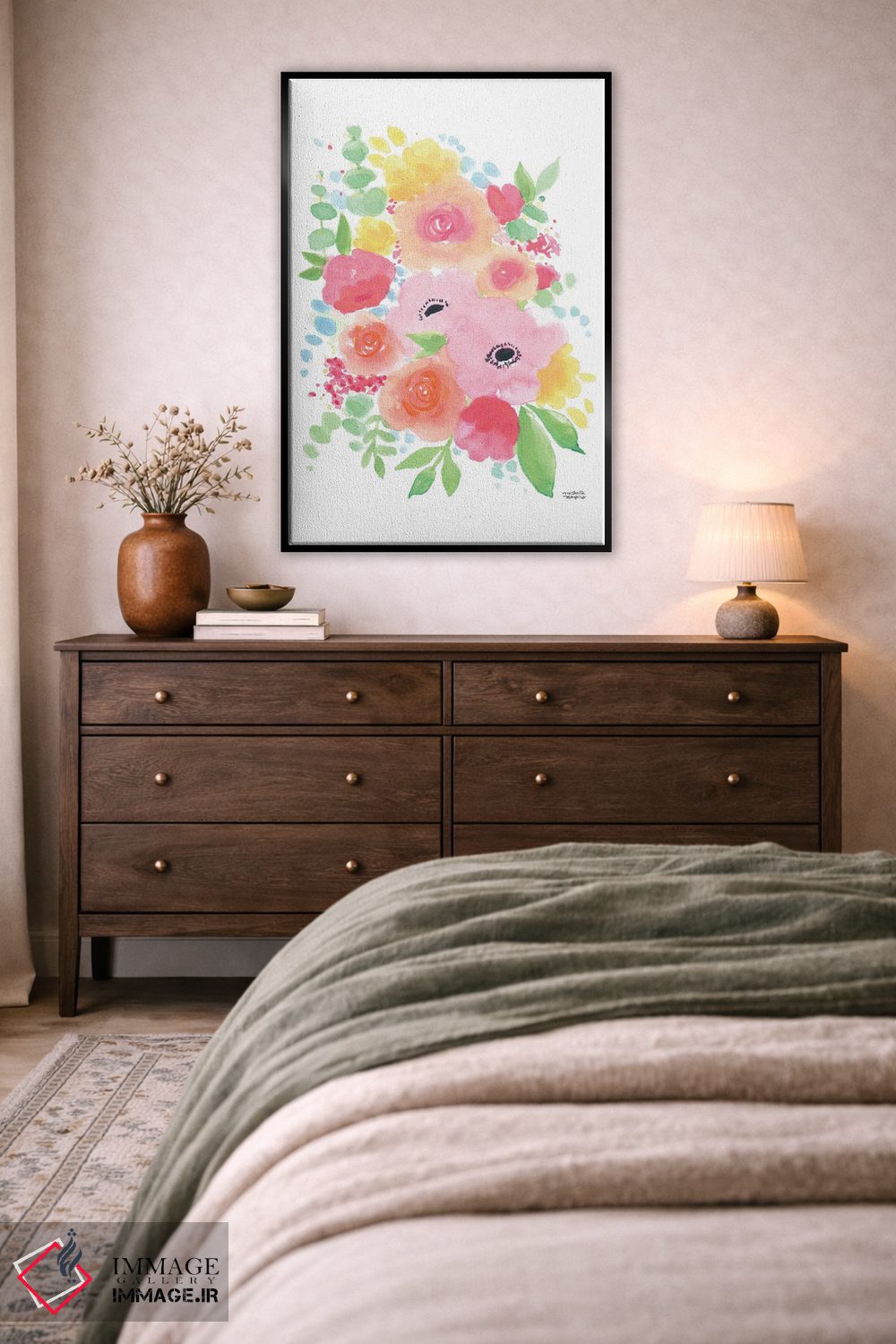 تابلو دکوراتیو گل های ماندگار آبرنگ اثر میشل موسپنس - D5B