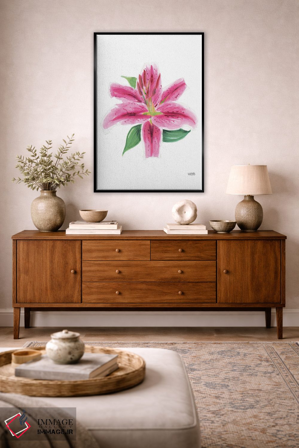 تابلو دکوراتیو شکوفه لیلی استارگیزر آبرنگ اثر میشل موسپنس - D3B