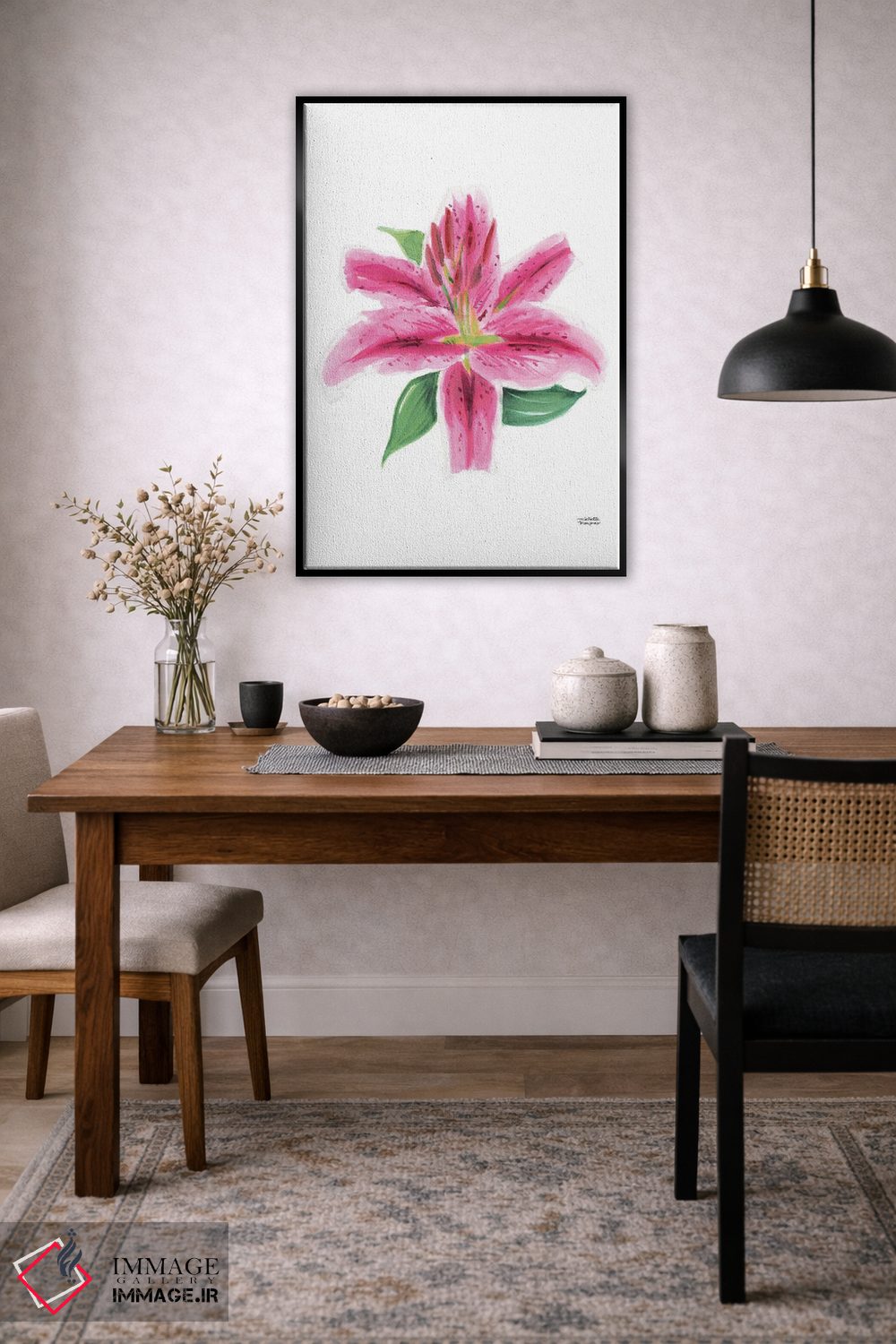 تابلو دکوراتیو شکوفه لیلی استارگیزر آبرنگ اثر میشل موسپنس - D4B