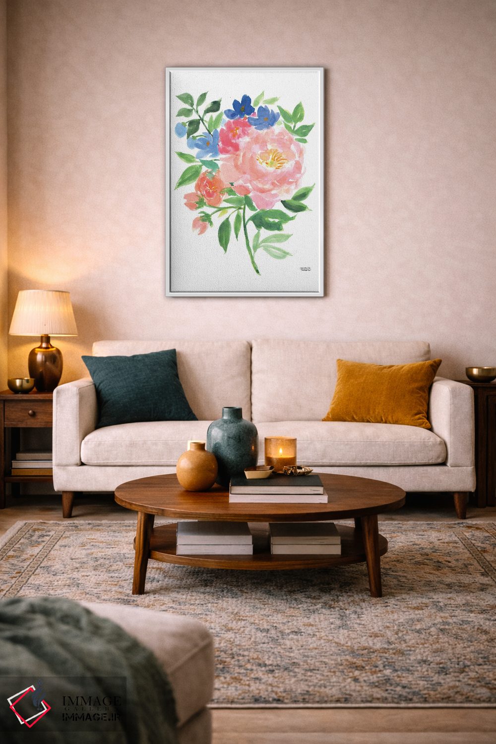 تابلو دکوراتیو دسته گل شکوفه های تابستانی آبرنگ اثر میشل موسپنس - D3W