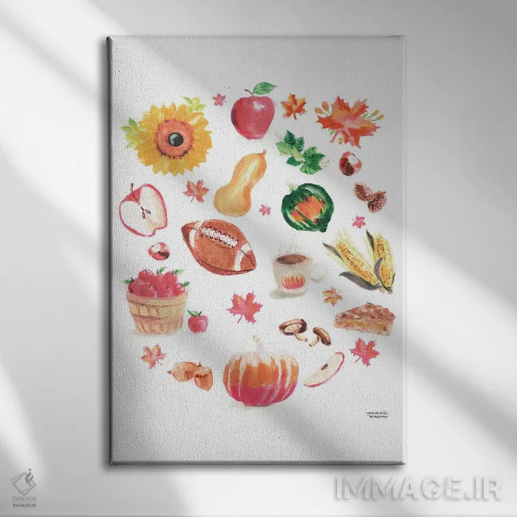 تابلو دکوراتیو حال و هوای پاییزی آبرنگ اثر میشل موسپنس - نمای روبهرو روی دیوار