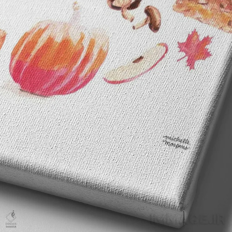 تابلو دکوراتیو حال و هوای پاییزی آبرنگ اثر میشل موسپنس - نمای نزدیک بافت بوم