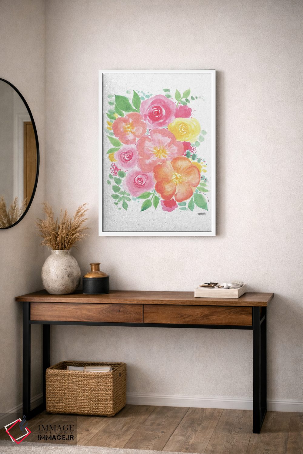 تابلو دکوراتیو گل های نارنجی آبرنگ اثر میشل موسپنس - D3W