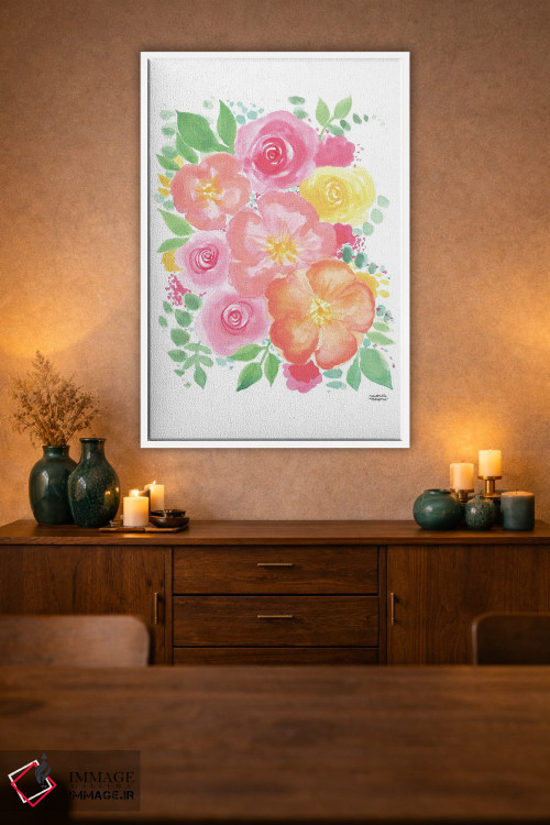 تابلو دکوراتیو گل های نارنجی آبرنگ اثر میشل موسپنس - D2W