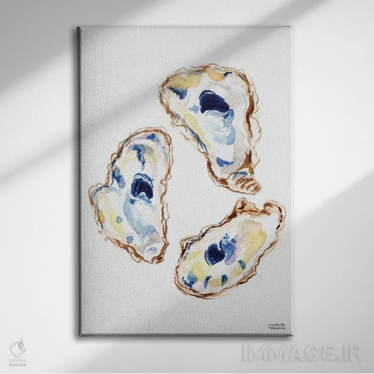 تابلو دکوراتیو صدف ها سوم آبرنگ اثر میشل موسپنس - نمای روبهرو روی دیوار