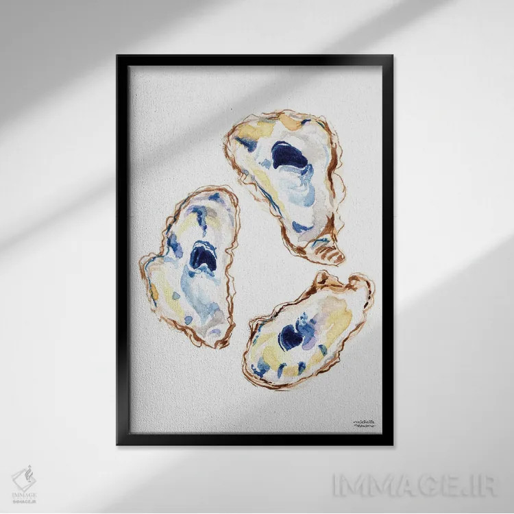 تابلو دکوراتیو صدف ها سوم آبرنگ اثر میشل موسپنس - نمای قابدار مشکی
