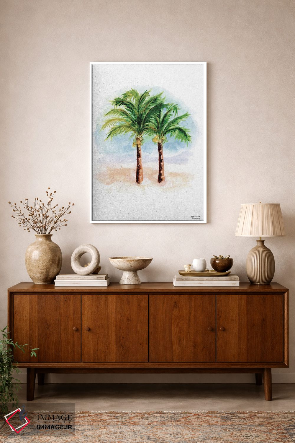 تابلو دکوراتیو درختان نخل نارگیل آبرنگ اثر میشل موسپنس - D1W