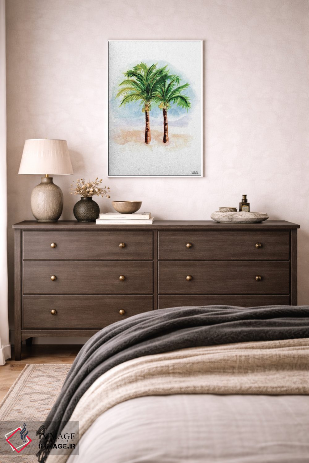 تابلو دکوراتیو درختان نخل نارگیل آبرنگ اثر میشل موسپنس - D3W