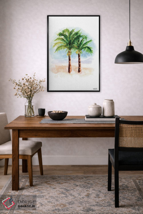 تابلو دکوراتیو درختان نخل نارگیل آبرنگ اثر میشل موسپنس - D5B