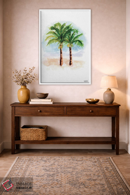 تابلو دکوراتیو درختان نخل نارگیل آبرنگ اثر میشل موسپنس - D4W