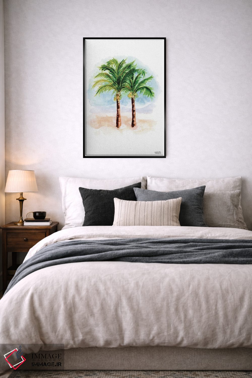 تابلو دکوراتیو درختان نخل نارگیل آبرنگ اثر میشل موسپنس - D6B