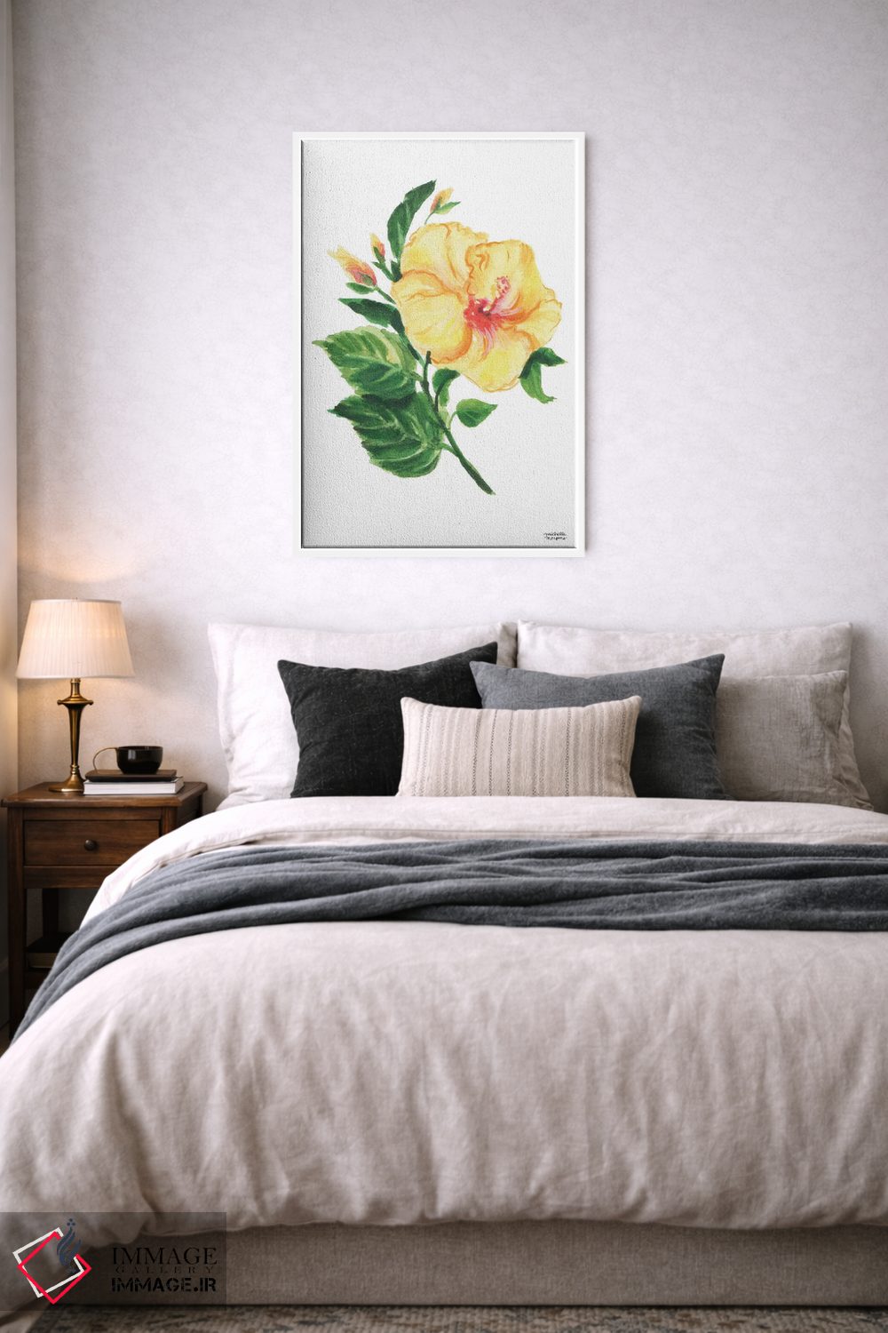 تابلو دکوراتیو هیبیسکوس گیاهی آبرنگ اثر میشل موسپنس - D5W