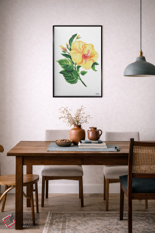 تابلو دکوراتیو هیبیسکوس گیاهی آبرنگ اثر میشل موسپنس - D6B