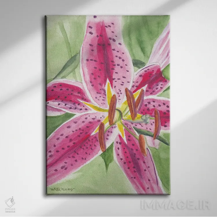 تابلو دکوراتیو لیلی استارگیزر اول آبرنگ اثر میشل موسپنس - نمای روبهرو روی دیوار
