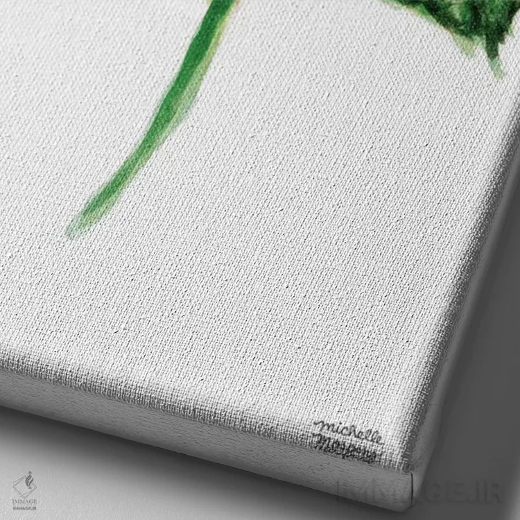 تابلو دکوراتیو هیدرانژای آبی آبرنگ اثر میشل موسپنس - نمای نزدیک بافت بوم