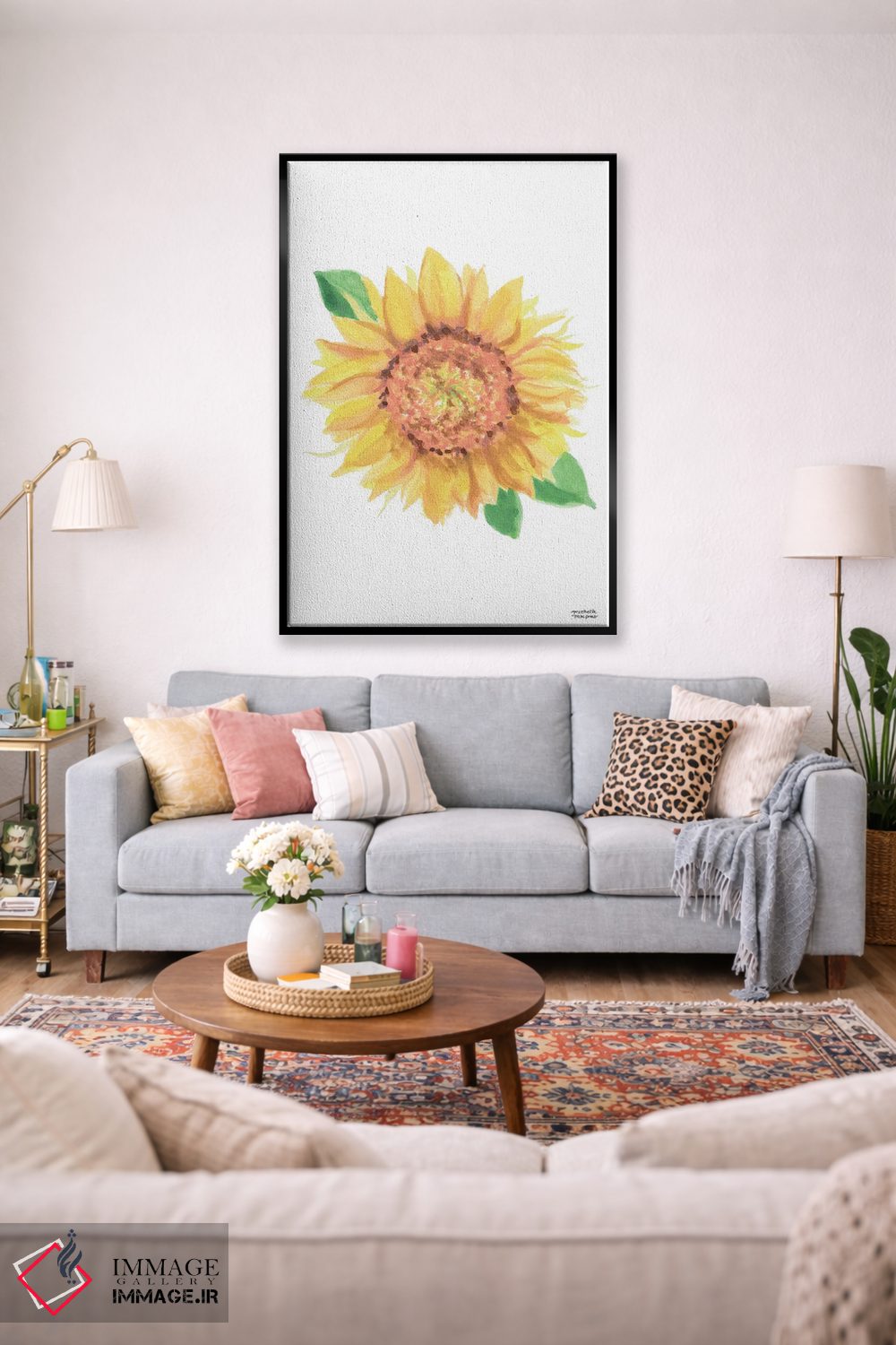 تابلو دکوراتیو گل آفتابگردان آبرنگ اثر میشل موسپنس - D1B