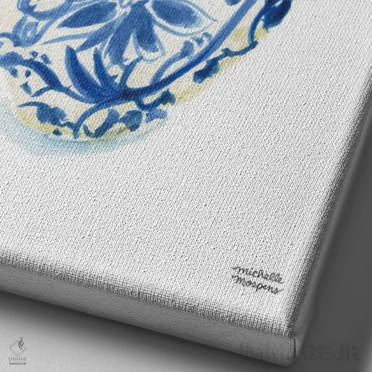 تابلو دکوراتیو کوزه زنجبیلی پنجم آبرنگ اثر میشل موسپنس - نمای نزدیک بافت بوم