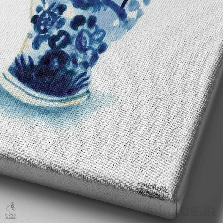 تابلو دکوراتیو کوزه زنجبیلی نهم آبرنگ اثر میشل موسپنس - نمای نزدیک بافت بوم