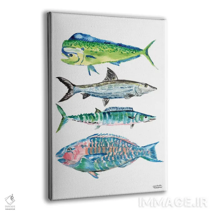 تابلو دکوراتیو ماهی گرند کیمن آبرنگ اثر میشل موسپنس - نمای پرسپکتیو محصول