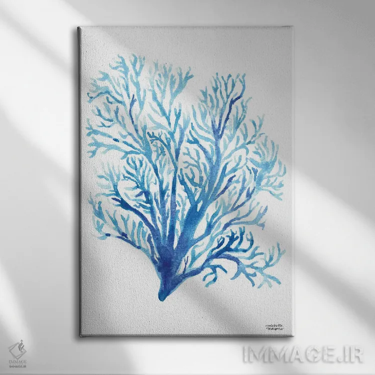 تابلو دکوراتیو مرجان ساحلی آبرنگ اثر میشل موسپنس - نمای روبهرو روی دیوار