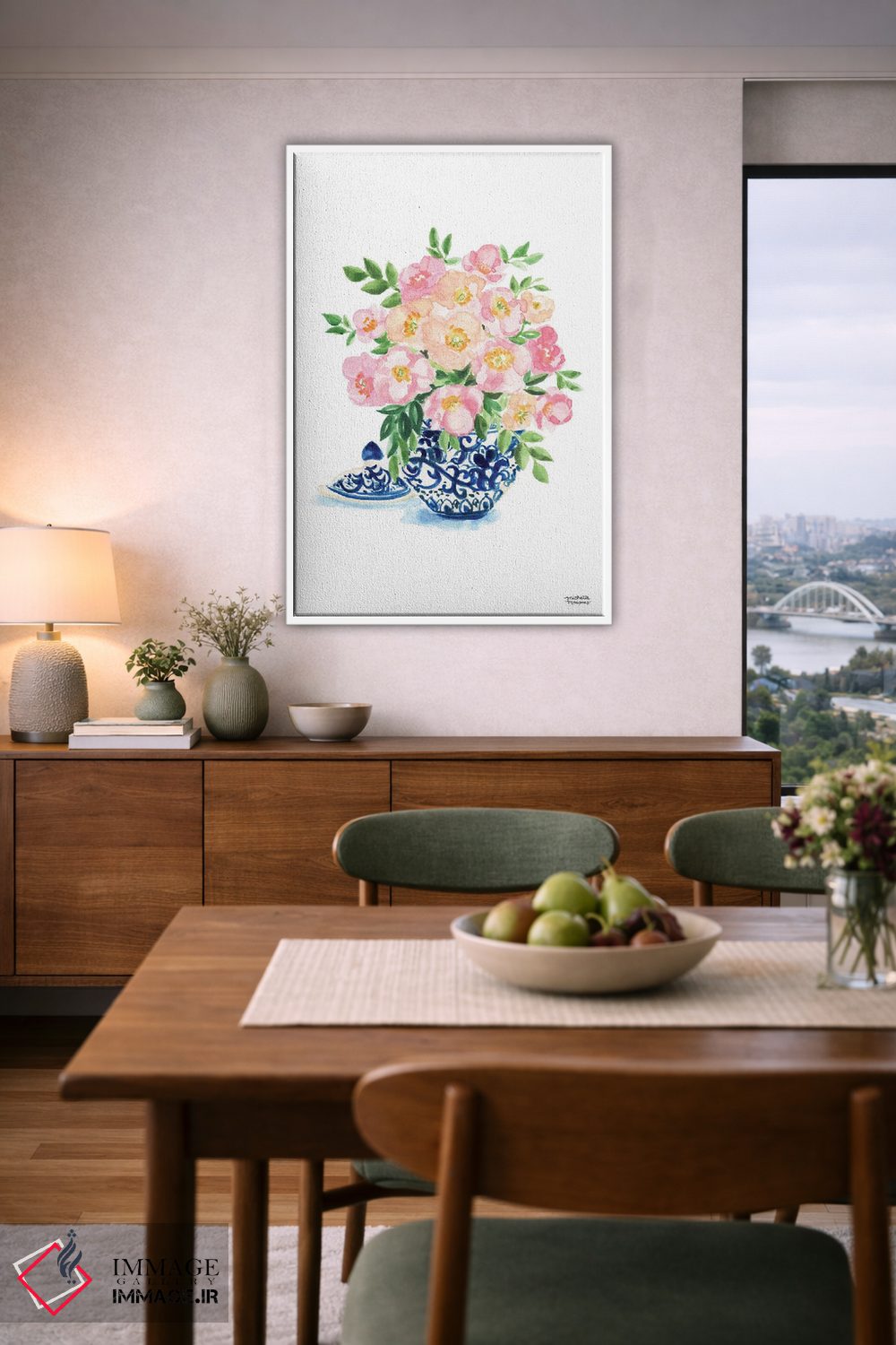 تابلو دکوراتیو کوزه زنجبیلی هشتم آبرنگ اثر میشل موسپنس - D6W