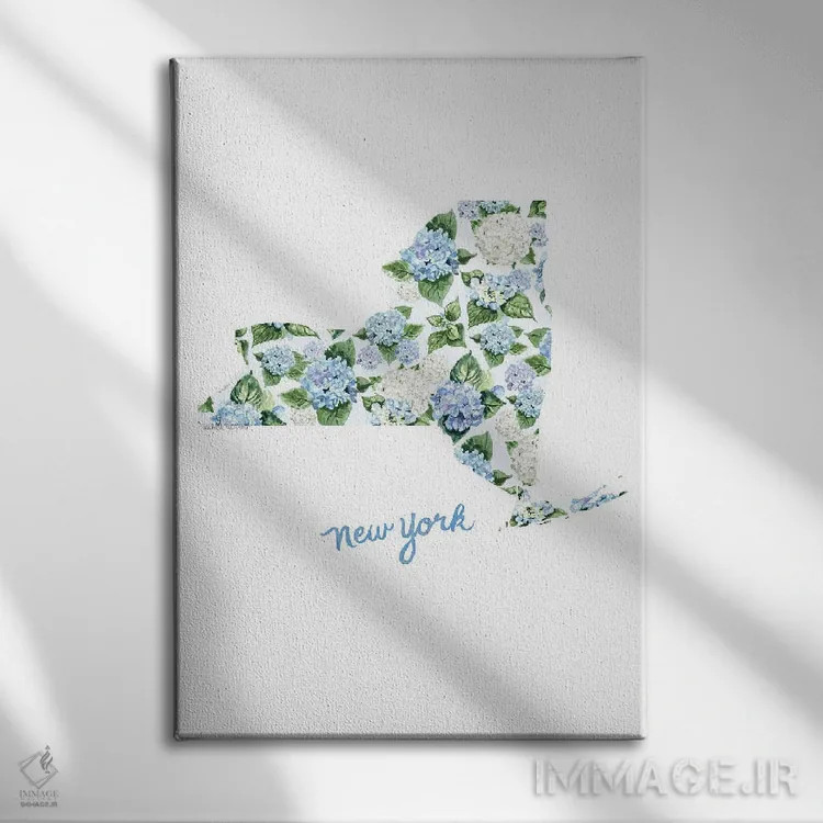 تابلو دکوراتیو گل های آبرنگی ایالت نیویورک اثر میشل موسپنس - نمای روبهرو روی دیوار