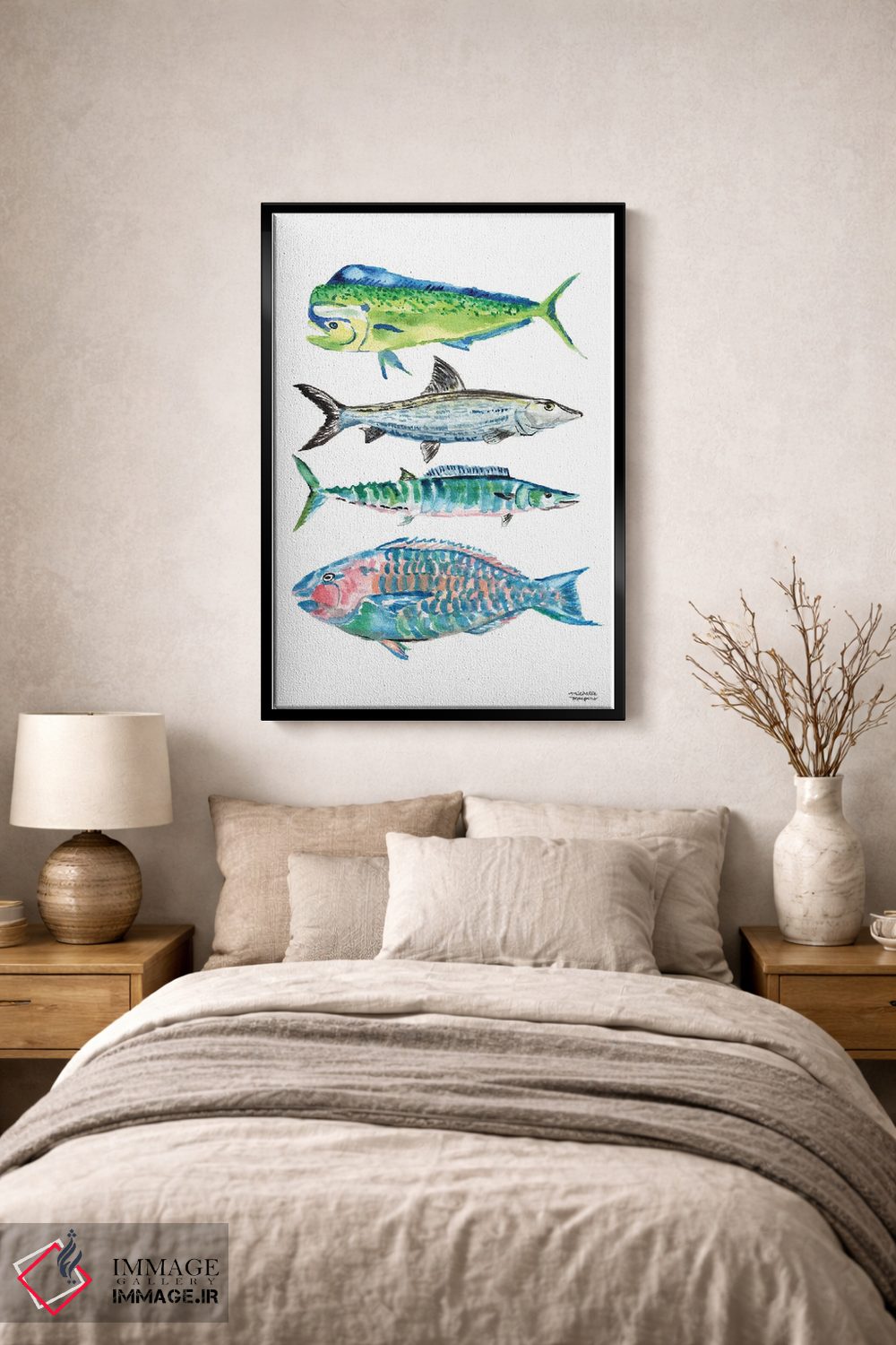 تابلو دکوراتیو ماهی گرند کیمن آبرنگ اثر میشل موسپنس - D1B