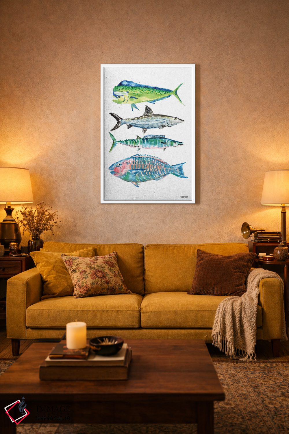 تابلو دکوراتیو ماهی گرند کیمن آبرنگ اثر میشل موسپنس - D2W