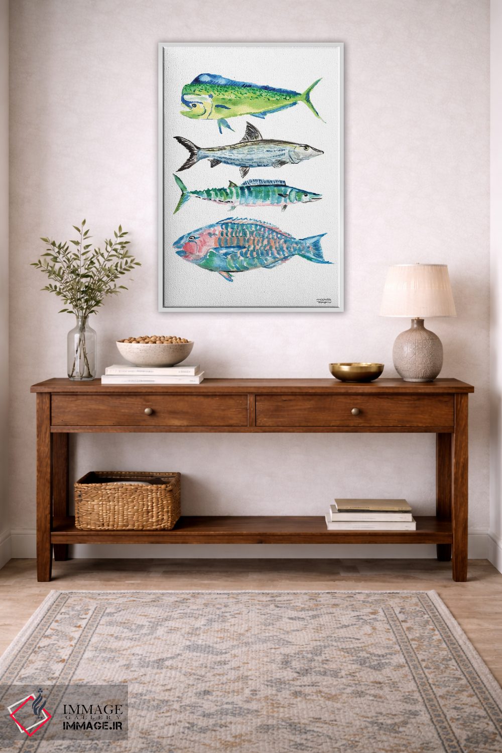 تابلو دکوراتیو ماهی گرند کیمن آبرنگ اثر میشل موسپنس - D3W