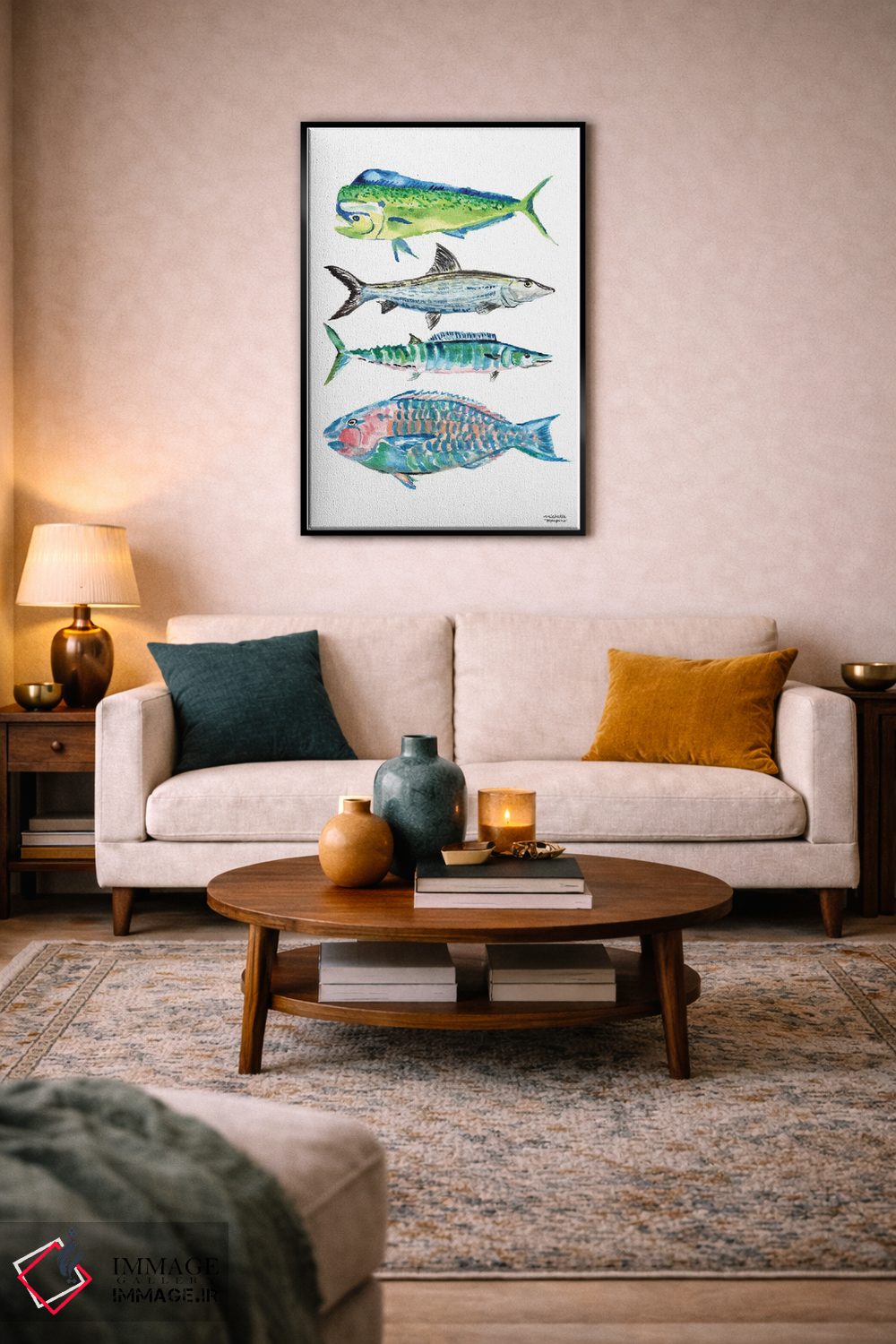 تابلو دکوراتیو ماهی گرند کیمن آبرنگ اثر میشل موسپنس - D4B