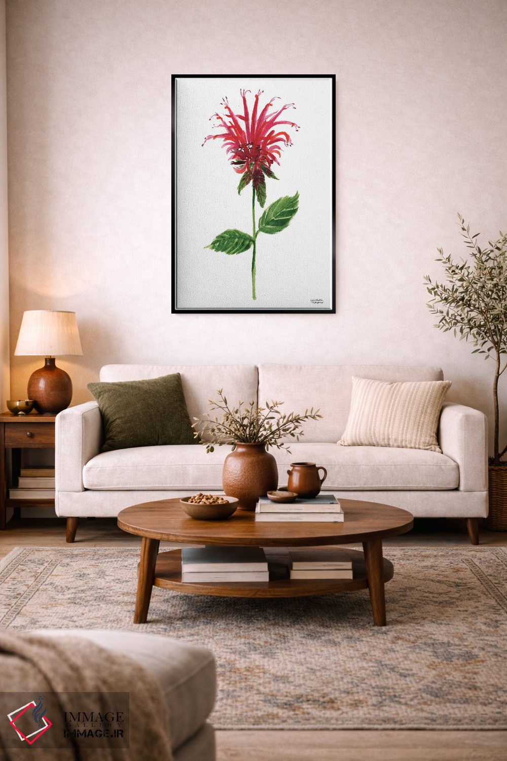 تابلو دکوراتیو گل بابی قرمز آبرنگ اثر میشل موسپنس - D2B