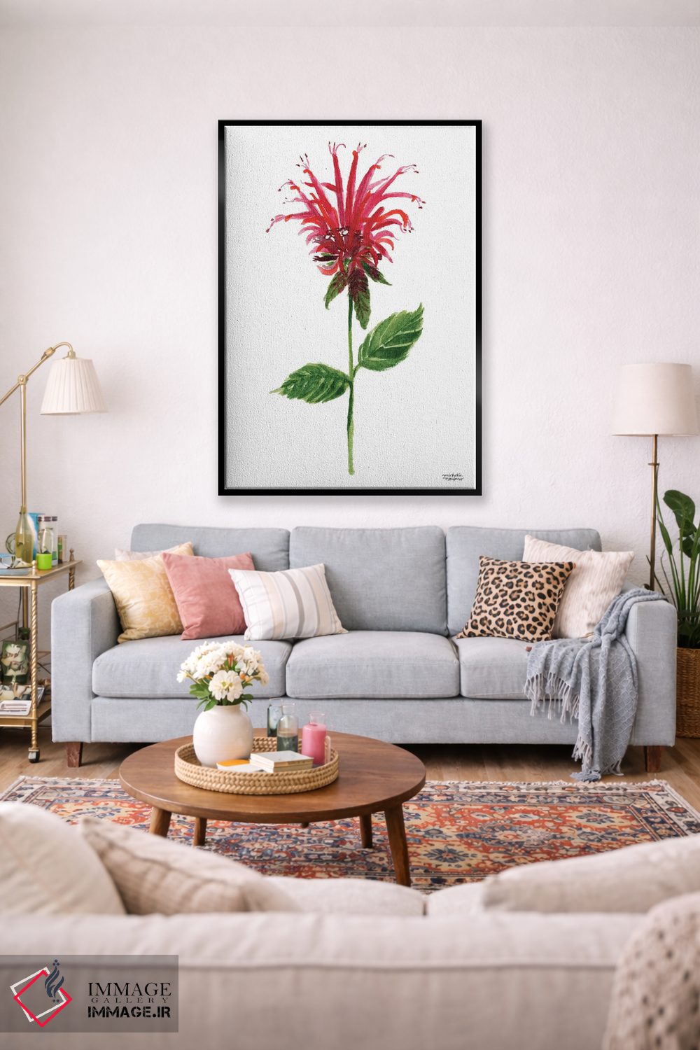 تابلو دکوراتیو گل بابی قرمز آبرنگ اثر میشل موسپنس - D1B