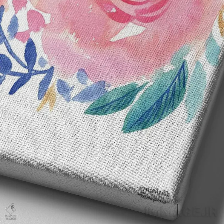 تابلو دکوراتیو قدرت گل آبرنگ اثر میشل موسپنس - نمای نزدیک بافت بوم