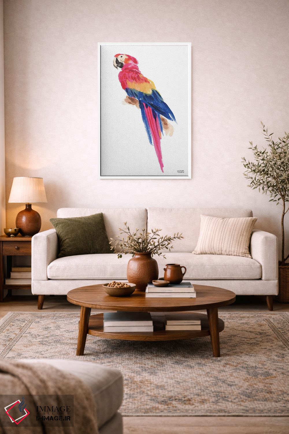 تابلو دکوراتیو طوطی استوایی آبرنگ اثر میشل موسپنس - D2W
