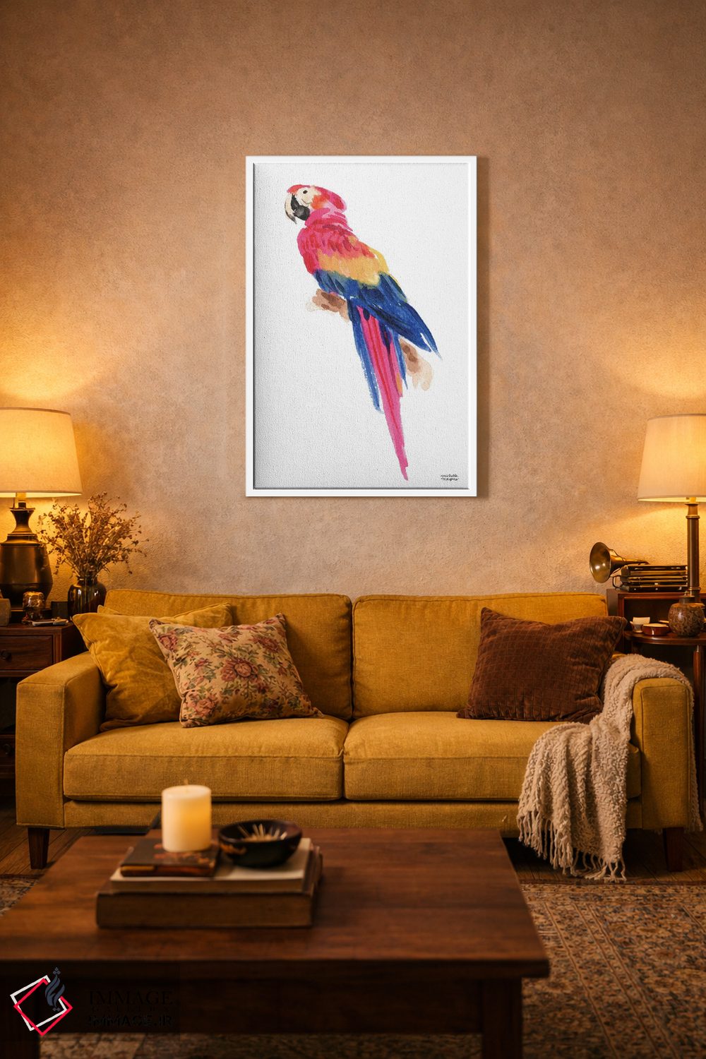 تابلو دکوراتیو طوطی استوایی آبرنگ اثر میشل موسپنس - D1W