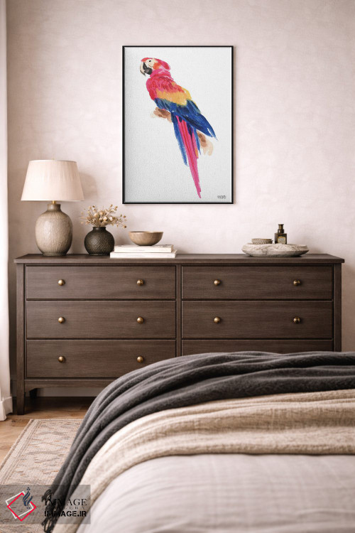 تابلو دکوراتیو طوطی استوایی آبرنگ اثر میشل موسپنس - D3B