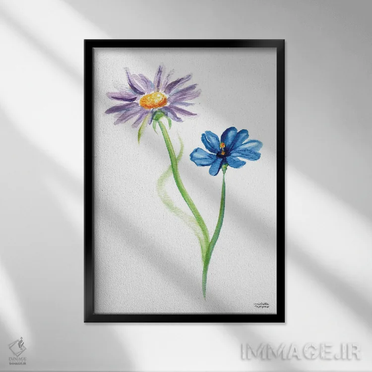 تابلو دکوراتیو دوگل وحشی آبرنگ اثر میشل موسپنس - نمای قابدار مشکی