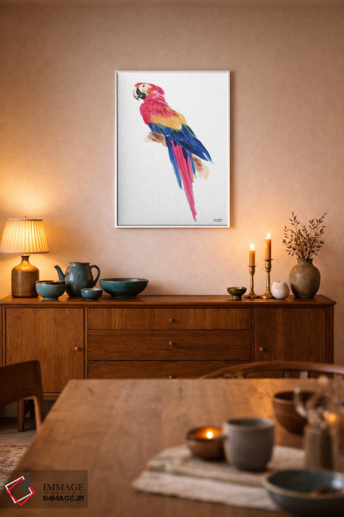 تابلو دکوراتیو طوطی استوایی آبرنگ اثر میشل موسپنس - D5W