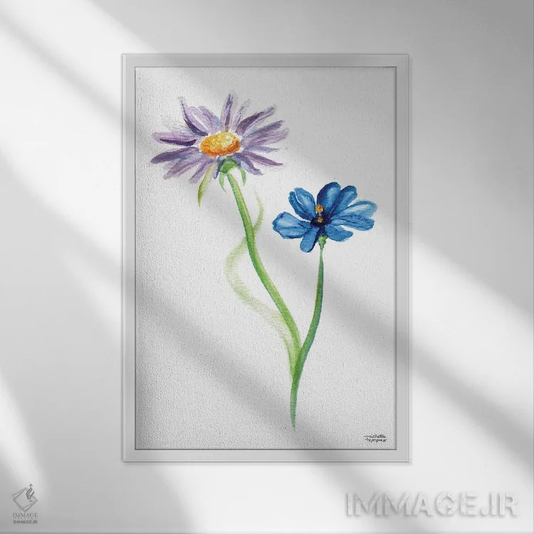 تابلو دکوراتیو دوگل وحشی آبرنگ اثر میشل موسپنس - نمای قابدار سفید