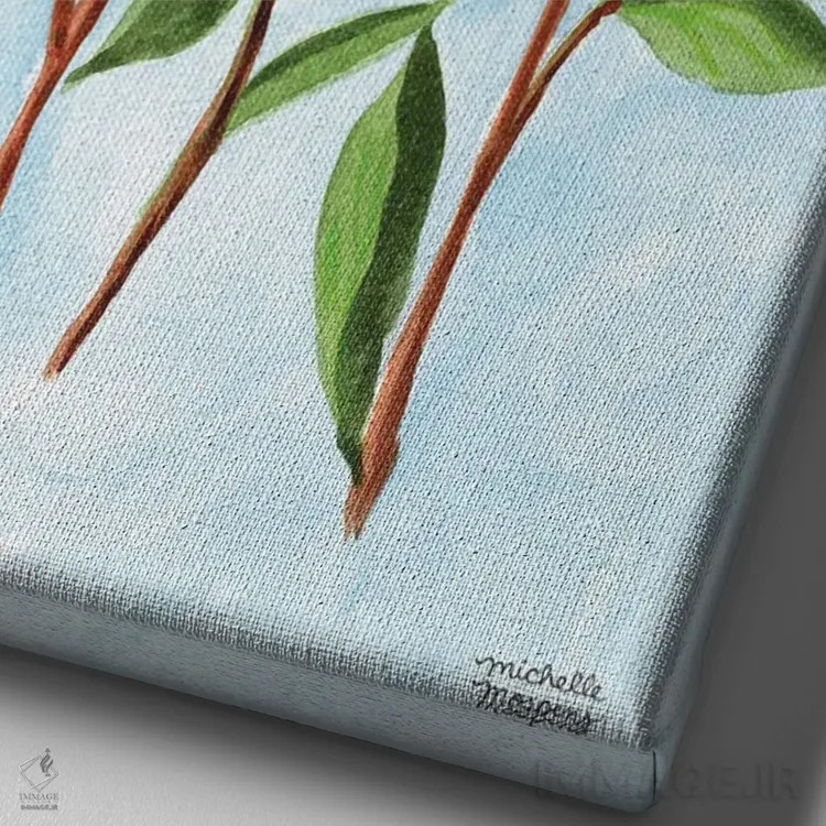 تابلو دکوراتیو باغبان گل صدتومانی آبرنگ اثر میشل موسپنس - نمای نزدیک بافت بوم